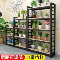 Solid wood flower rack fleshy green dill flower rack wrought iron flower rack Multi-layer living room balcony European-style indoor flower rack shelf