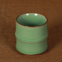  Longquan Celadon teacup Ceramic Japanese-style couple water cup bamboo six-color small cup Brother kiln ice crack hospitality cup Gift box