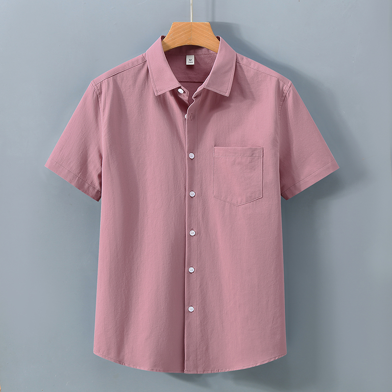 Japanese Style Men's Short-Sleeved Shirt, Summer Thin Loose Pure Cotton Casual Top, Retro Trendy All-Cotton Shirt, Half-Sleeve