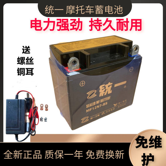 Tianjing unified motorcycle universal maintenance-free dry battery 12V7A scooter curved beam power 125 battery 9A