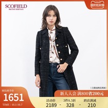 SCOFIELD Womens Winter 2020 New Simple Square Collar Contrast Floral Coat SFJWA4T030