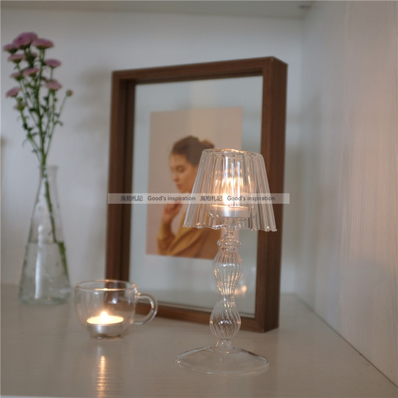 Simple retro vintage small fresh glass table lamp candlestick home decoration cafe homestay soft decoration