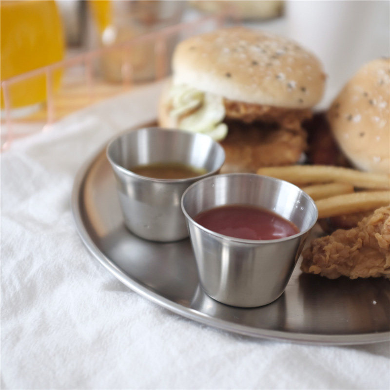 CHIC Mini minimalist Wind Stainless Steel Dip Sauce Small Bowl Salad Ketchup Ketchup Sauce Small Cups 75ml