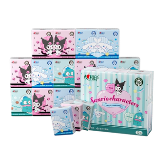 Heart-to-heart sanrio co-branded handkerchief paper 7 pieces 12 pack