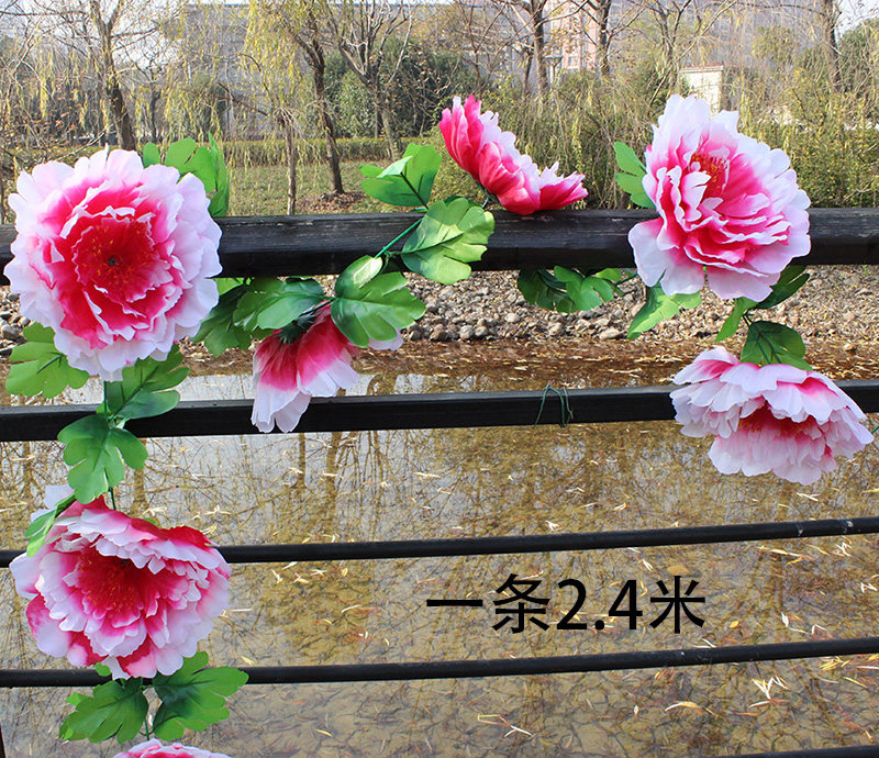Silk Flowers Peony Flowers Vines Fake Flower Strips Flowers Strings Clear Flowers Sweeping Tombs Flowers Vines Ravine Hanging Flowers Tombstones Decoration Flowers Wholesale