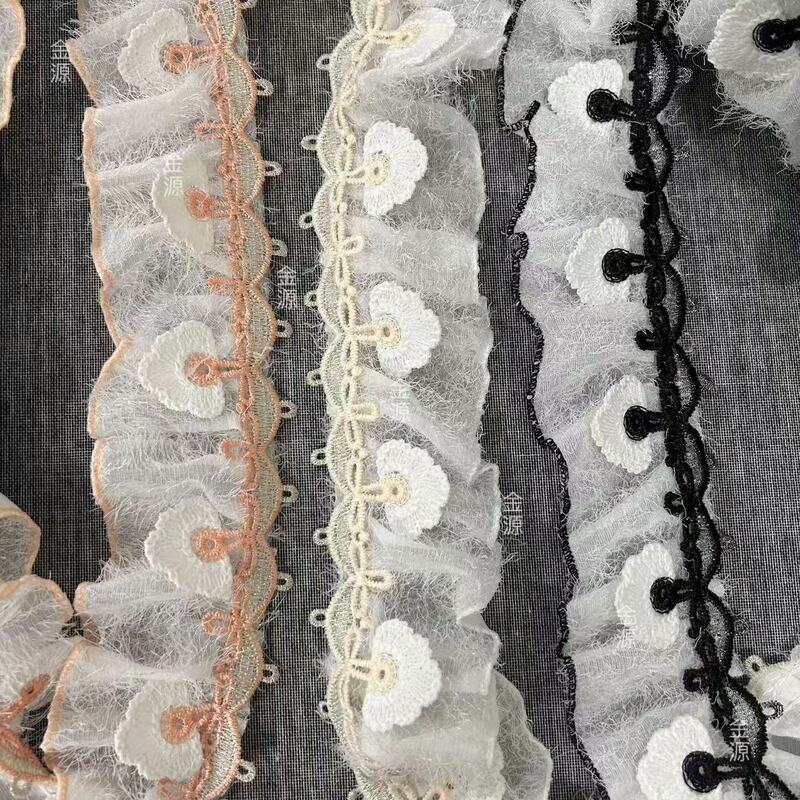 Jinyuan Lace Fur Bottom Lace Curtain Vertical Edge French Gentle Style Three-Color Velvet Fan Width about 6cm Jinyuan Lace Fur Bottom Lace Curtain Vertical Edge French Gentle Style Three-Color Velvet Fan Width about 6cm