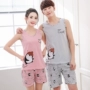 Mới mùa hè không tay cotton đồ ngủ nam và nữ thanh niên vest phù hợp với kích thước lớn nam và nữ dịch vụ tại nhà quần áo ngủ