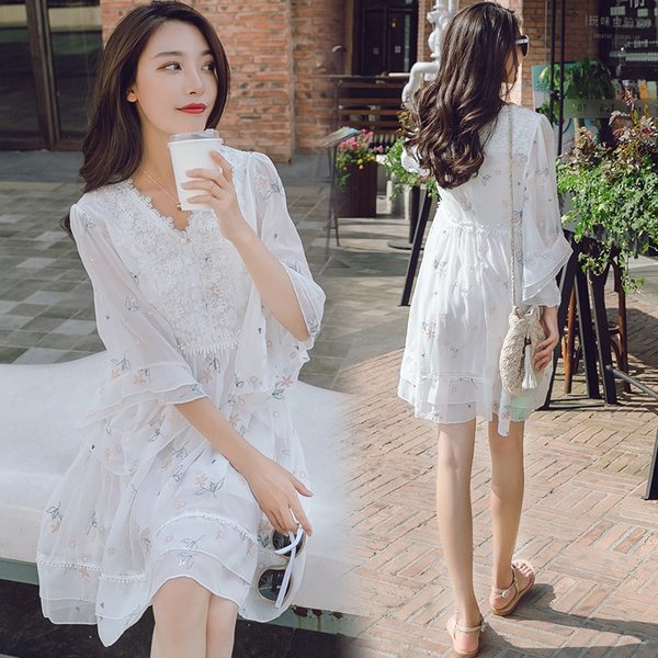 MONAJOS 蒙娜琼纱 18年新款 碎花雪纺连衣裙 天猫优惠券折后￥148包邮（￥168-20）