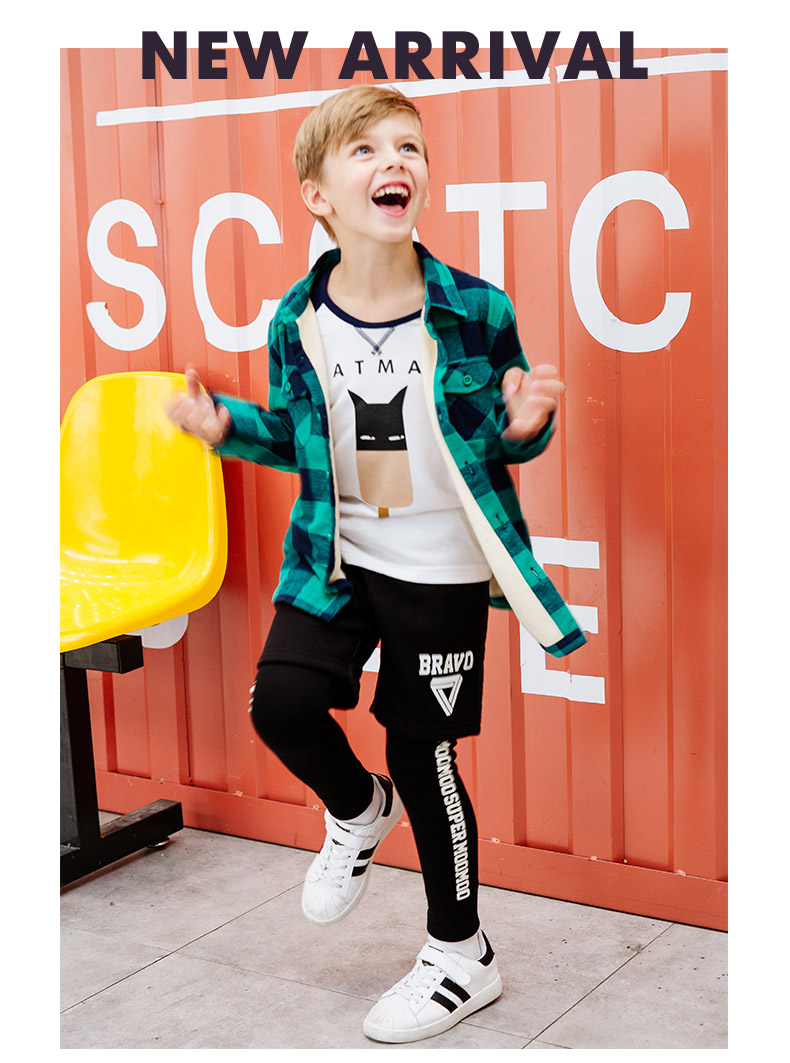 Moomoo trẻ em mặc áo sơ mi nam trẻ em cộng với áo nhung trong áo sơ mi dài tay kẻ sọc flannel trẻ em áo sơ mi trẻ em nữ đẹp