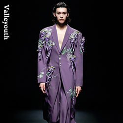 Itoriya Show Style Wisteria Embroidery Retro Wide Shoulder Waist Silhouette Windbreaker Valley Youth Original Men's Wear