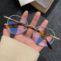 New creative wood Sichuan Eye frames Mens retro plate metal polygonal female can be matched with nearsighted eyes