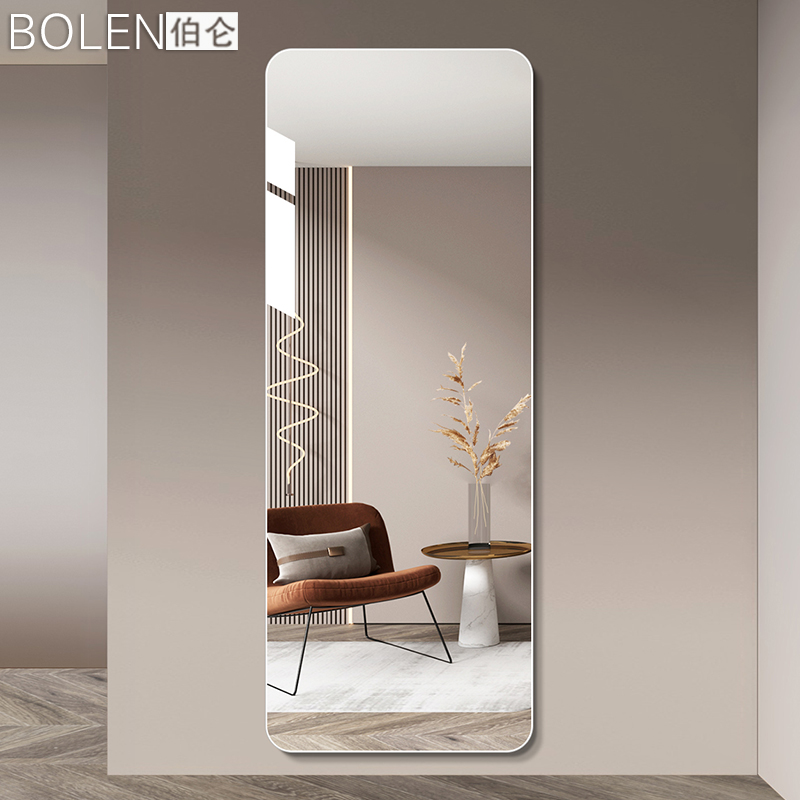 Frameless full body mirror light luxury clothes wall hanging bedroom home floor-to-ground auditorium glass explosion-proof wall mirror