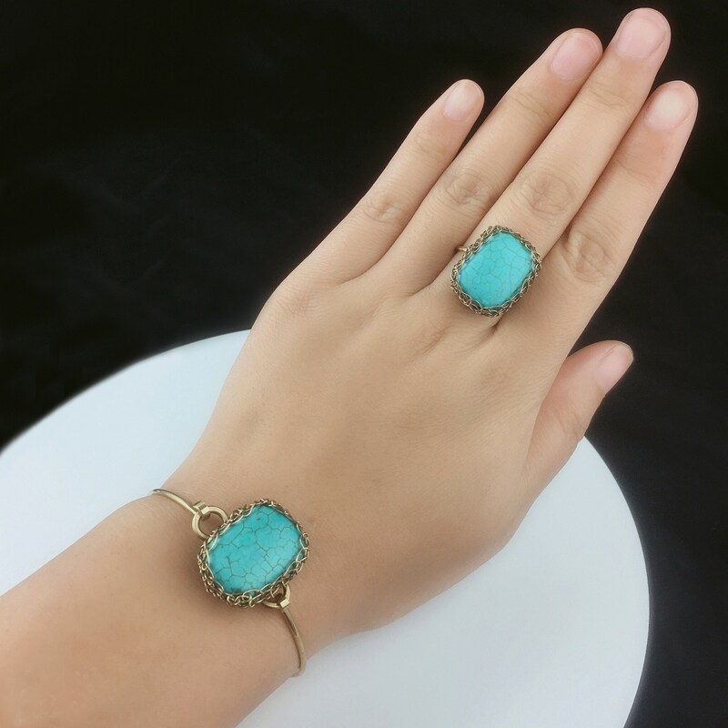 手饰/手串 素元原创首饰绿松石手镯女长方形手工编织个性文艺复古清新森手饰 OTHER