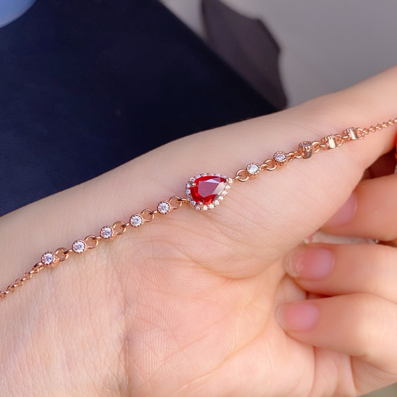 Factory Wholesale Popular Natural Pink Sapphire Bracelet with S925 Silver Inlay Main Stone 5X7Mm, Hot-Selling in Europe and America