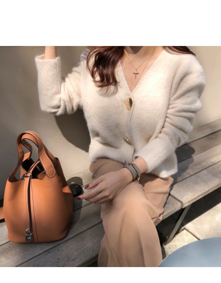 Mùa thu và mùa đông áo khoác nước mới áo khoác nữ cardigan ngắn phần mỏng hoang dã lười gió dày áo len cổ chữ V - Đan Cardigan áo cardigan nữ