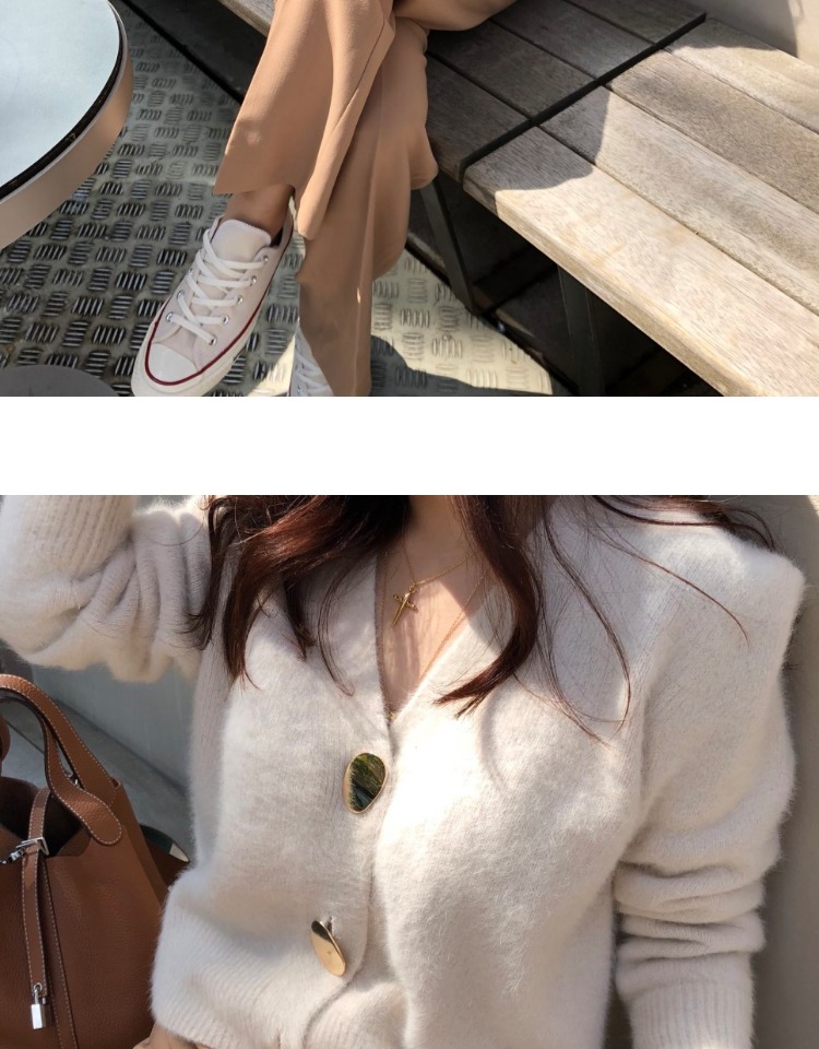 Mùa thu và mùa đông áo khoác nước mới áo khoác nữ cardigan ngắn phần mỏng hoang dã lười gió dày áo len cổ chữ V - Đan Cardigan áo cardigan nữ