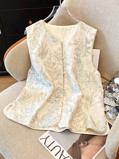 National Style Design Vest Jacket for Women, Spring, Autumn and Winter 2025 New Trendy Fashion Vest Outerwear