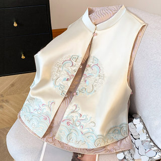 缎面中式时髦马甲外套女春秋冬季2025年新款洋气外穿时尚背心马夹