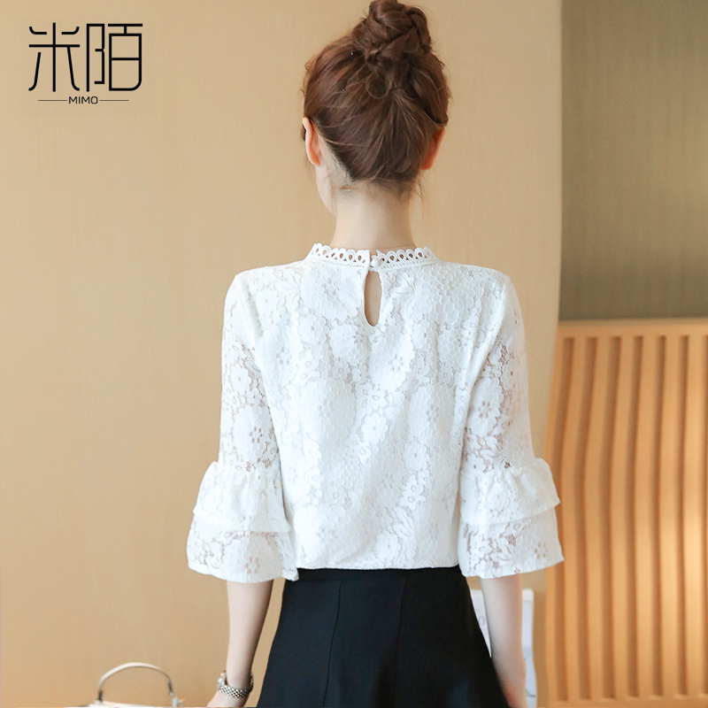 Summer White Middle Sleeve Lace Jersey Undershirt Women's Dress Summer Dress 2022 New Tide Clothes Short short sleeve t-shirt