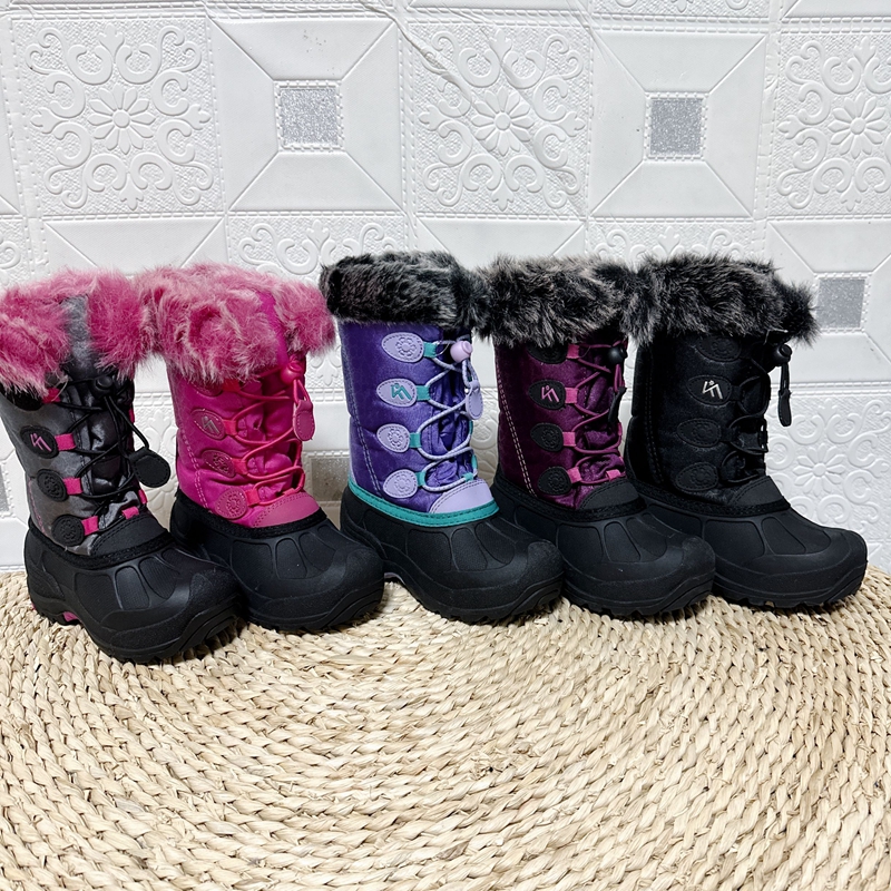 Children's snow boots girl waterproof anti-slip snowshoeing desert boy ski shoes gush warm baby boots -30 - Taobao