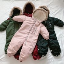 Waterproof and windproof climbing clothes cotton clothes childrens jumpsuits boys and girls baby ski clothes thick and warm