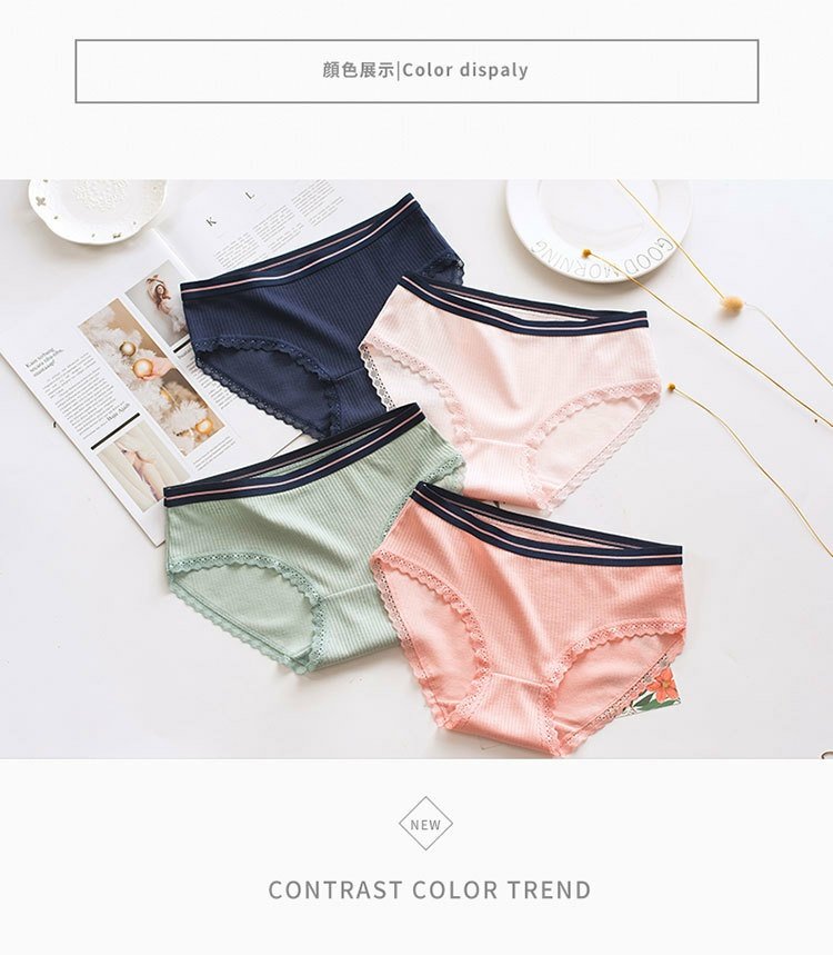 Mới chủ đề cotton cô gái đồ lót Sinh viên ren cô gái đồ lót cotton Kích thước lớn quần lót nữ đồ lót