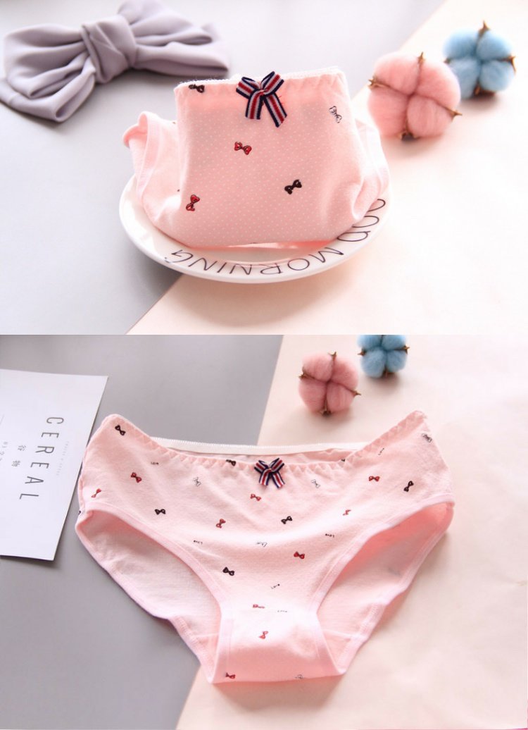 Quần lót cotton cotton sọc in gợi cảm eo thấp dễ thương cô gái sinh viên tóm tắt quanlotnamsexy