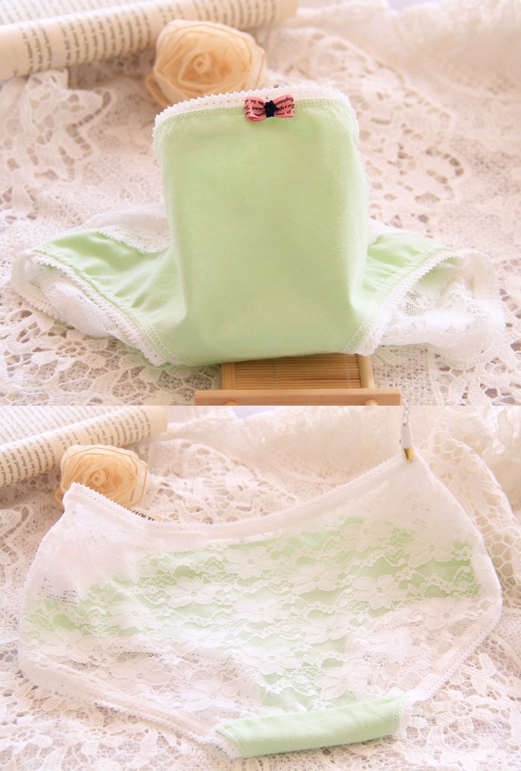 Carded cotton ren chắp vá đồ lót phụ nữ Dễ thương ren bên tóm tắt đồ lót cotton quan lot nu