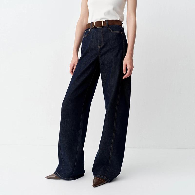 Ainos 2025 Autumn New Vintage Versatile Slimming Straight Denim Wide-Leg Jeans for Women Ar323109 Ainos 2025 Autumn New Vintage Versatile Slimming Straight Denim Wide-Leg Jeans for Women Ar323109