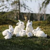 Leather simulation rabbit little white rabbit model children plush toy Jade Rabbit Change Mid Autumn Festival photography props ornaments