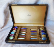 Booked American George Jensen Sterling Enamel Silver Coffee Spoon 11 to