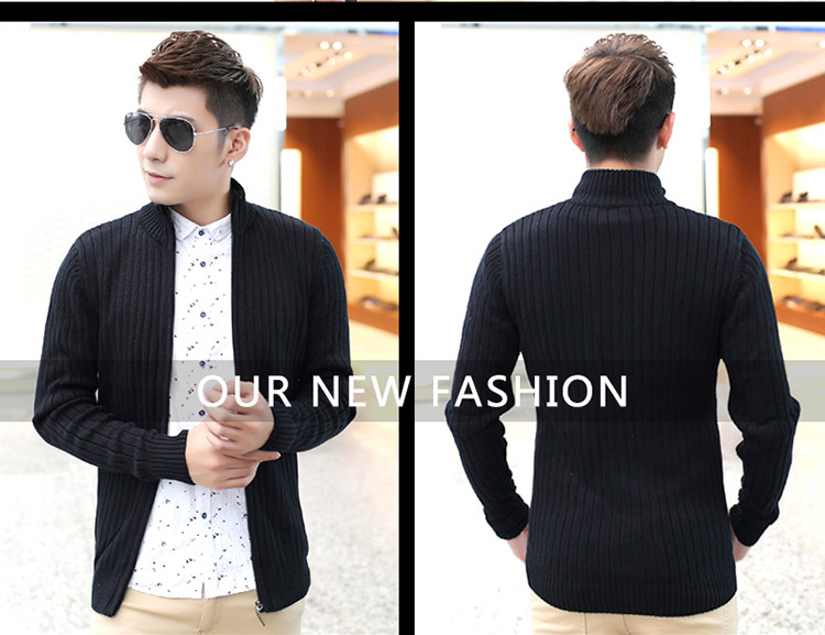 Mùa thu và mùa đông mô hình kích thước lớn nam rắn màu áo len nam đan áo len nam cổ áo cardigan áo khoác dày cotton cashmere áo len