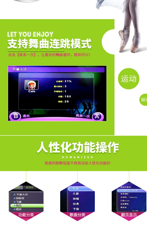 Đa chức năng nhảy somatosensory TV giao diện máy tính kép sử dụng kép trò chơi massage dạ quang máy nhảy + nhà - Dance pad thảm nhảy audition kết nối usb	