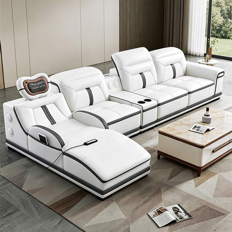 Modern Minimalist Massage Leather Sofa Set for Living Room, Top-Grain Cowhide, Suitable for Various Sizes of Spaces, Electric, Intelligent, Multifunctional Modern Minimalist Massage Leather Sofa Set for Living Room, Top-Grain Cowhide, Suitable for Various Sizes of Spaces, Electric, Intelligent, Multifunctional