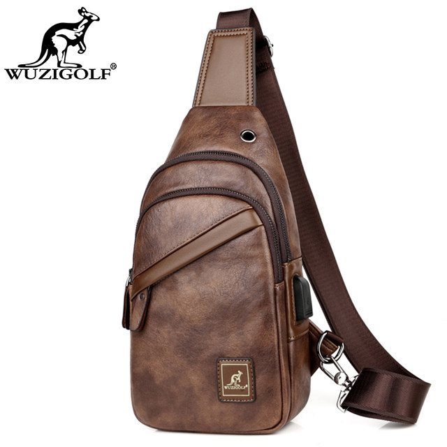 Binao kangaroo double-layer men's chest bag men's bag fashion casual shoulder bag Messenger bag Korean version chest small backpack trend