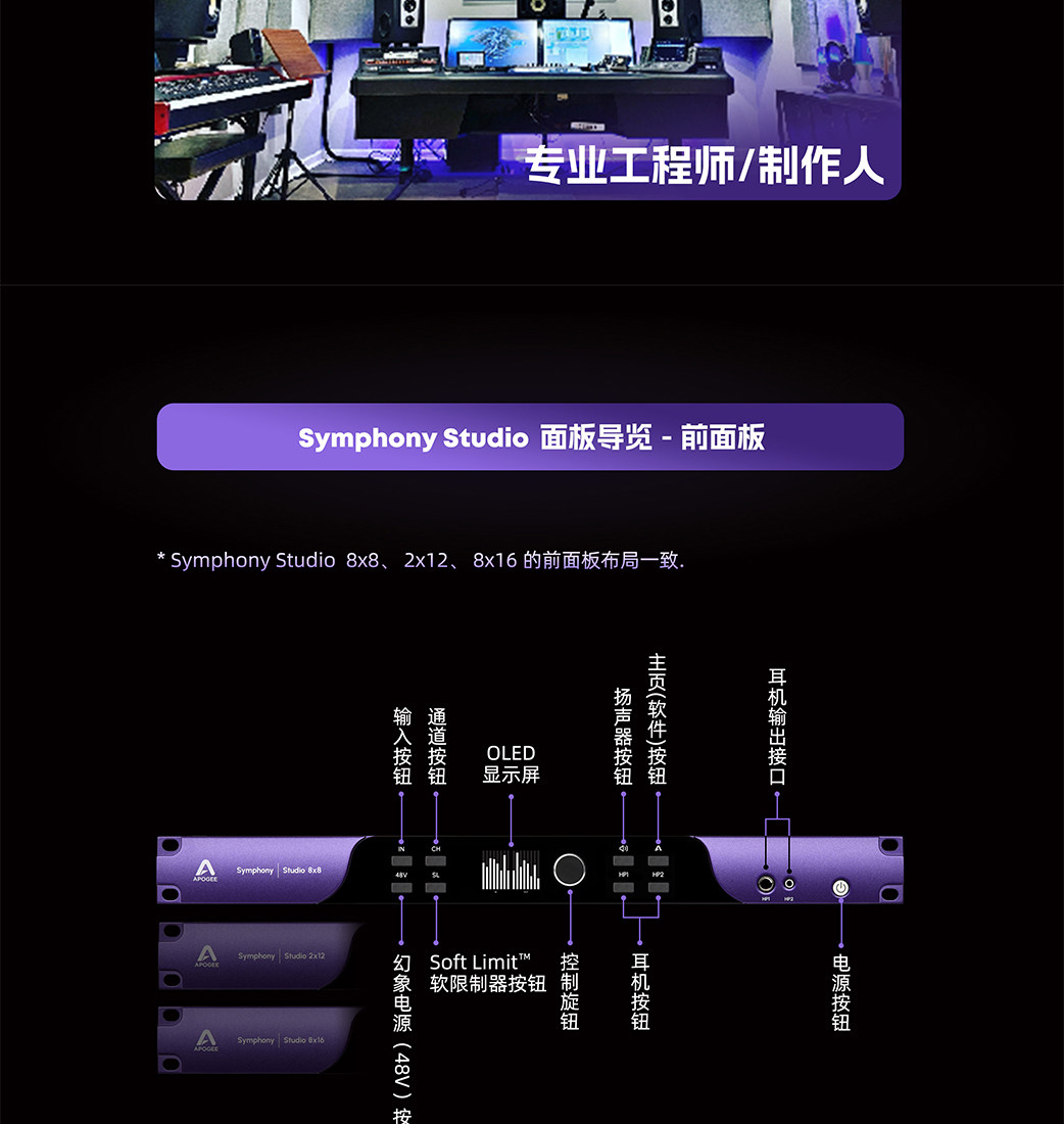 Apogee Symphony Studio 8x8 雷电声卡专业音频接口