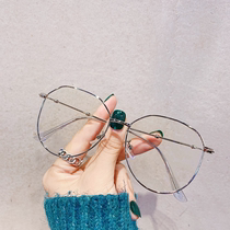 Female myopic glasses with myopic glasses frame Astigmatism can be equipped with a degree round frame large face black plain eyes male tide