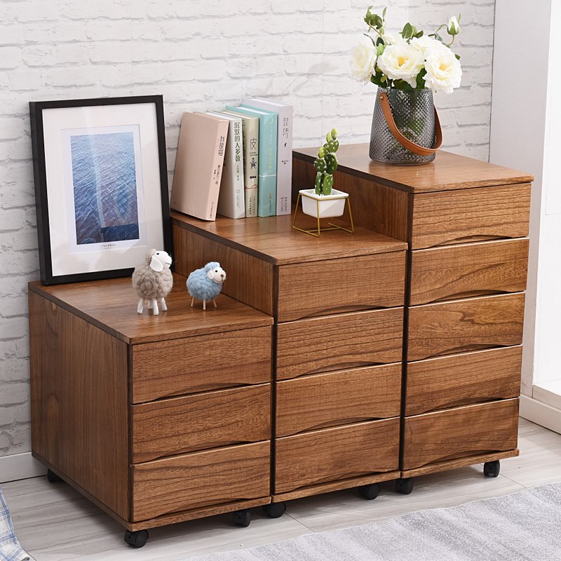 Solid wood crevice storage cabinet Drawer type small narrow cabinet crevice bed head corner shelf 25 35 55cm deep