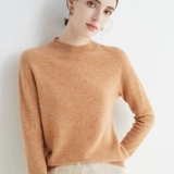 Шерстяной свитер, кашемировая трикотажная утепленный лонгслив, высокий воротник, облегающий крой