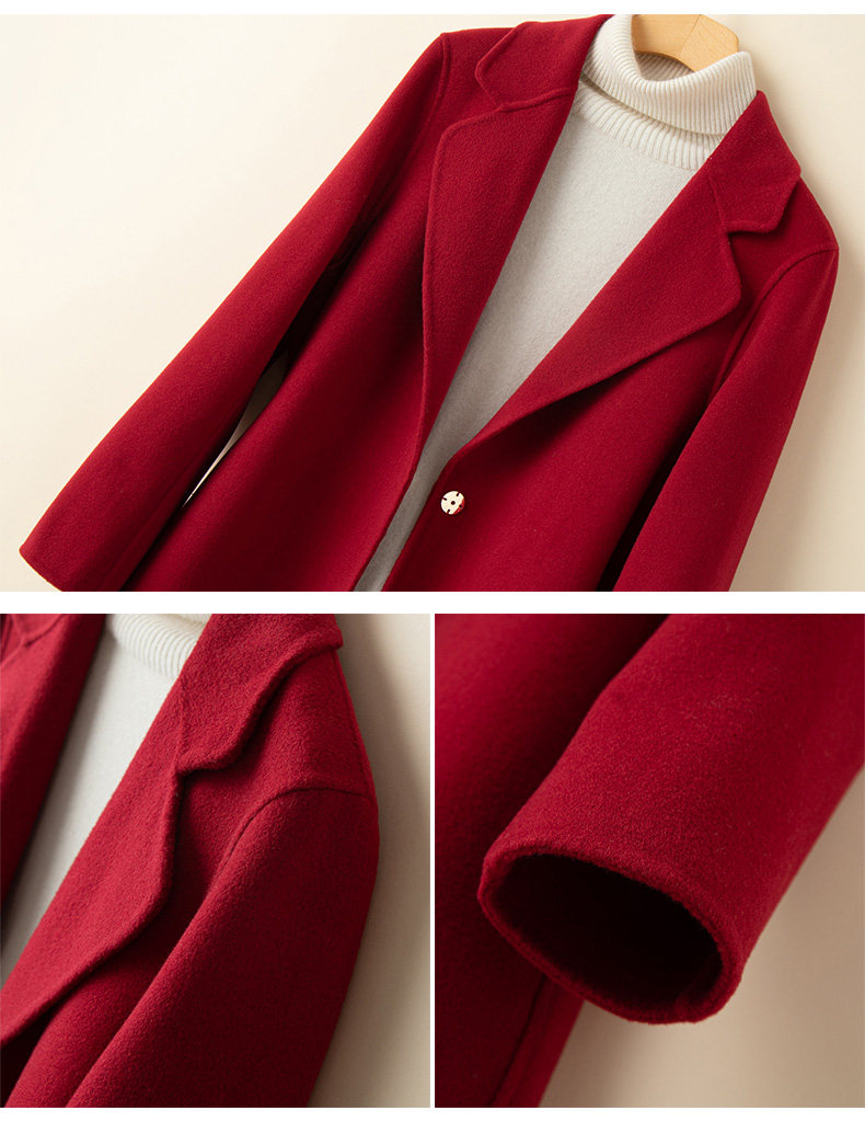 Элитное шерстяное желтовато-коричневое шерстяное пальто, двусторонная кашемировая куртка, свободный крой для возраста 