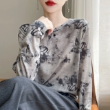 Блестящая бархатная хлопковая легкая и тонкая футболка, летний лонгслив, свитер, свободный крой, круглый воротник