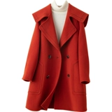 Военно-морское двусторонное кашемировое демисезонное длинное шерстяное шерстяное пальто, подходит для подростков, средней длины