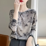 Блестящая бархатная хлопковая легкая и тонкая футболка, летний лонгслив, свитер, свободный крой, круглый воротник