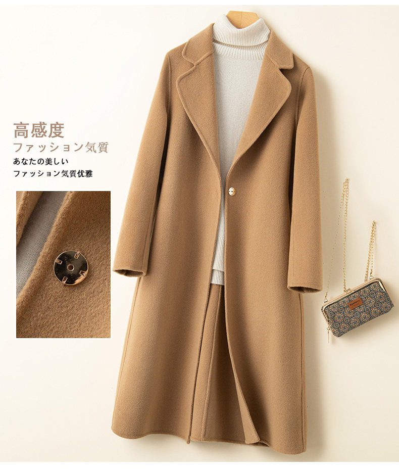 Элитное шерстяное желтовато-коричневое шерстяное пальто, двусторонная кашемировая куртка, свободный крой для возраста 