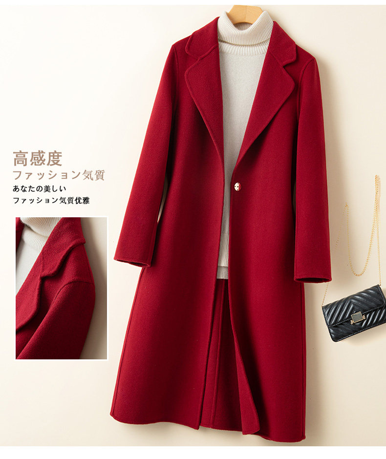 Элитное шерстяное желтовато-коричневое шерстяное пальто, двусторонная кашемировая куртка, свободный крой для возраста 