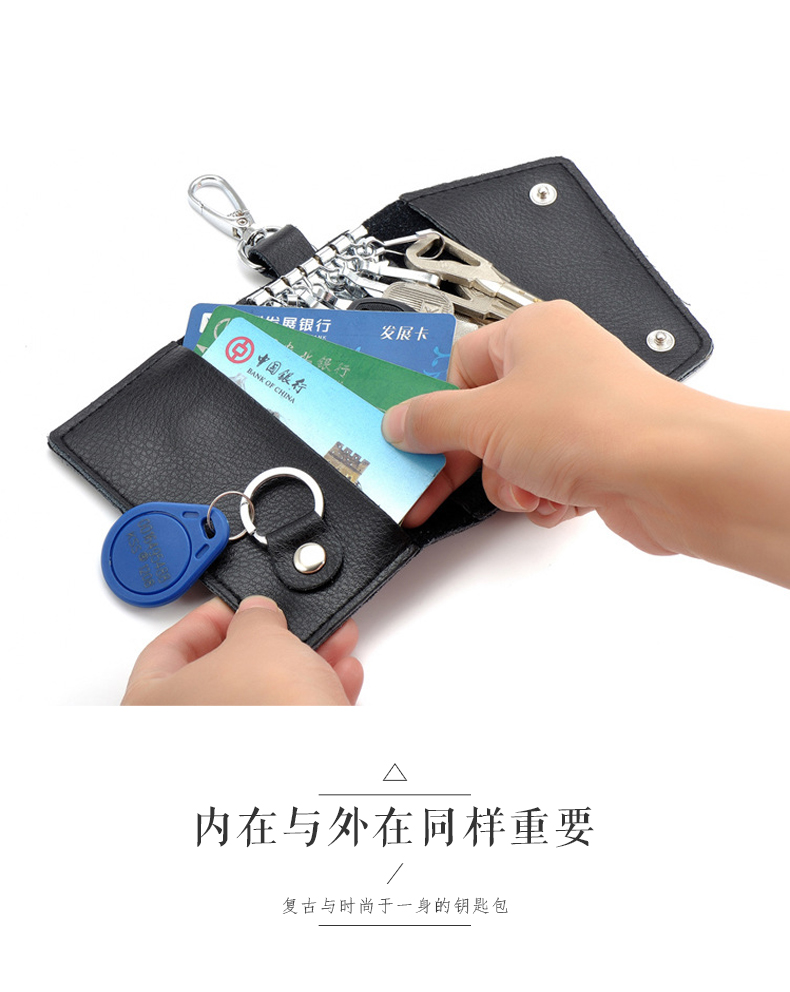 Da thật dây kéo đơn giản eo treo túi chìa khóa của nam giới đa chức năng công suất lớn thực tế handmade creative túi chìa khóa nữ ví nữ da thật