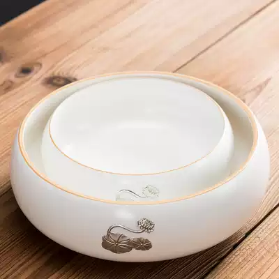 Zhibai rhyme ceramic tea wash extra large tea wash small wash cup wash kung fu tea ceremony accessories white home Tea wash