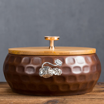 Tea washing with lid large ceramic washing household Japanese Zen imitation wood beaker washing tea slag tank tea ceremony spare parts Cup