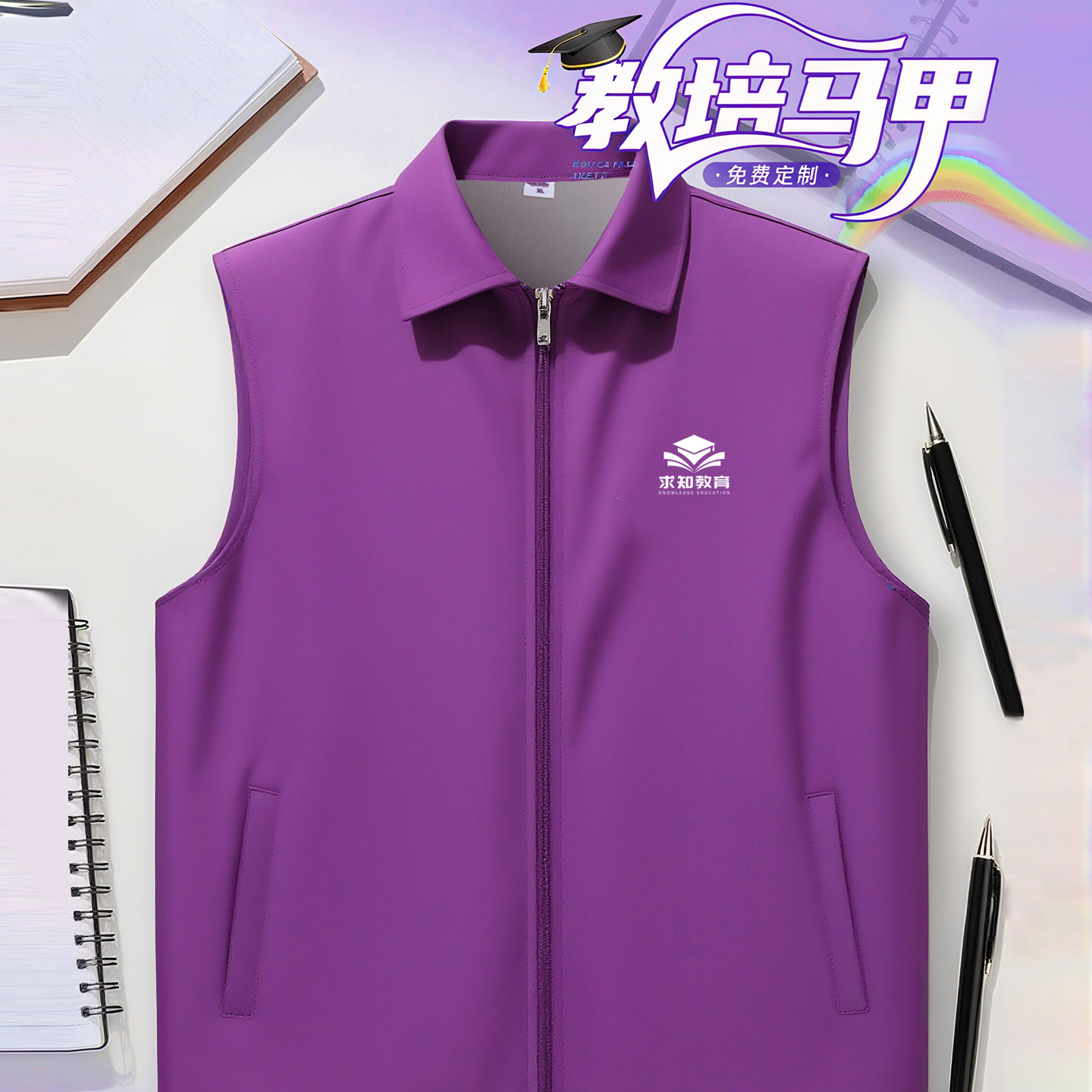 夏季清华紫色薄款马甲工作服：公益活动宣传利器，定制印字logo，让爱传递！🌈✨