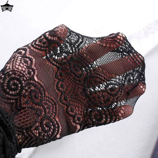 Black Lace Socks Women's Lace Japanese Style Mid-Calf Socks Sexy Korean Cute Long Pile Socks Mesh Thin Trendy Socks